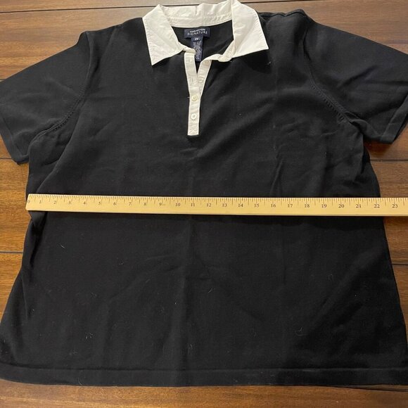 Jones New York Signature Black & White Polo Shirt Size 2X v--neck short sleeve - Picture 6 of 8